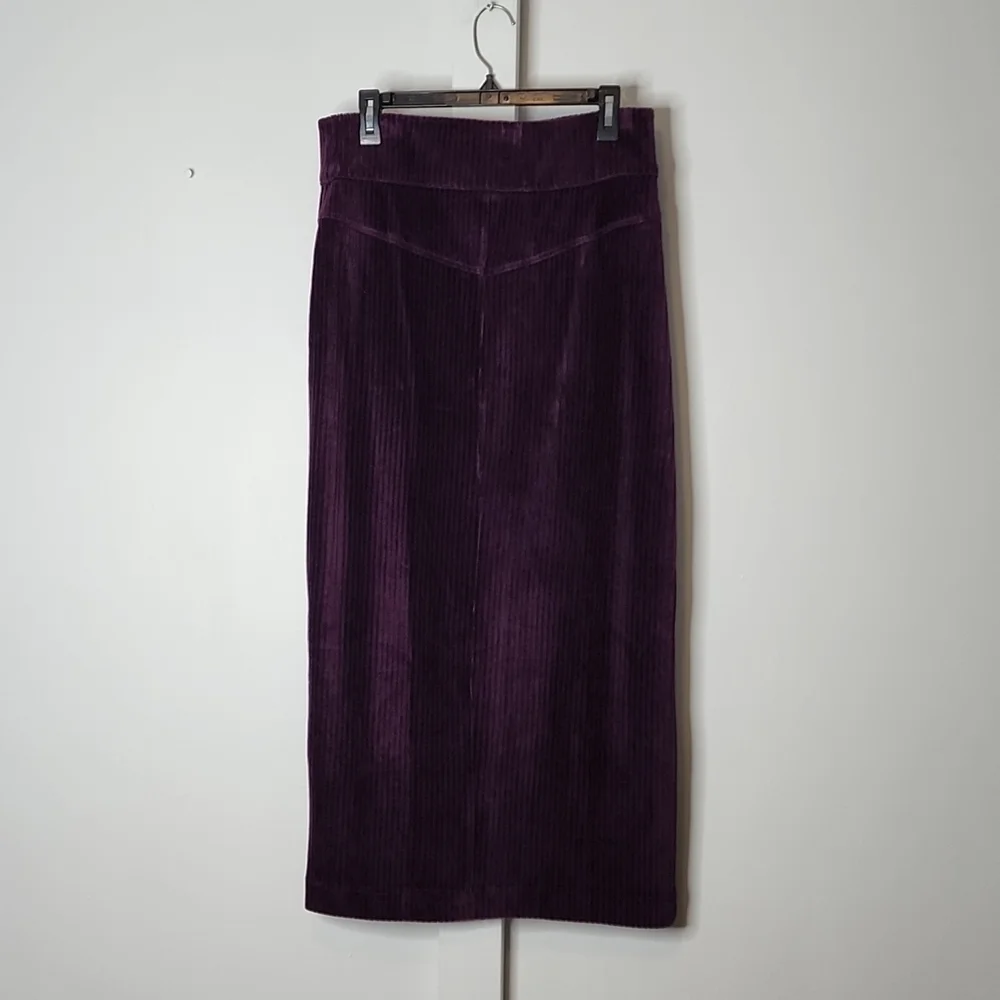 NWT Free People Roxy Purple Ribbed Pencil Midi Skirt Large - Picture 8 of 10